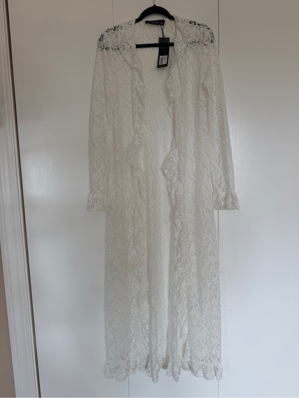 Lace Long Robe - White by Unknown Brand